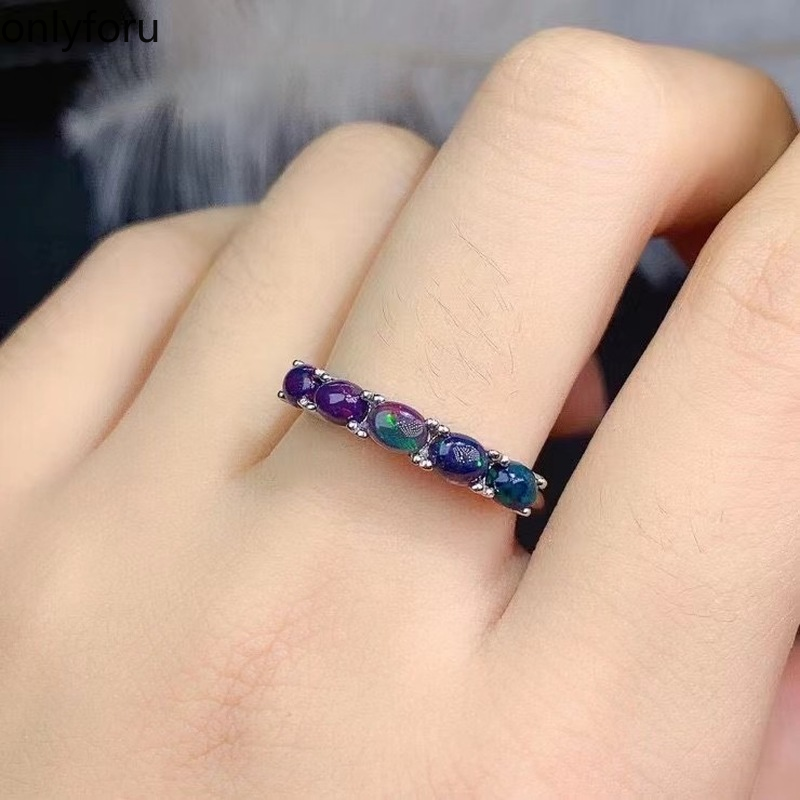 Natural Black Opal Jewellery Set – 925 Silver – detail 2