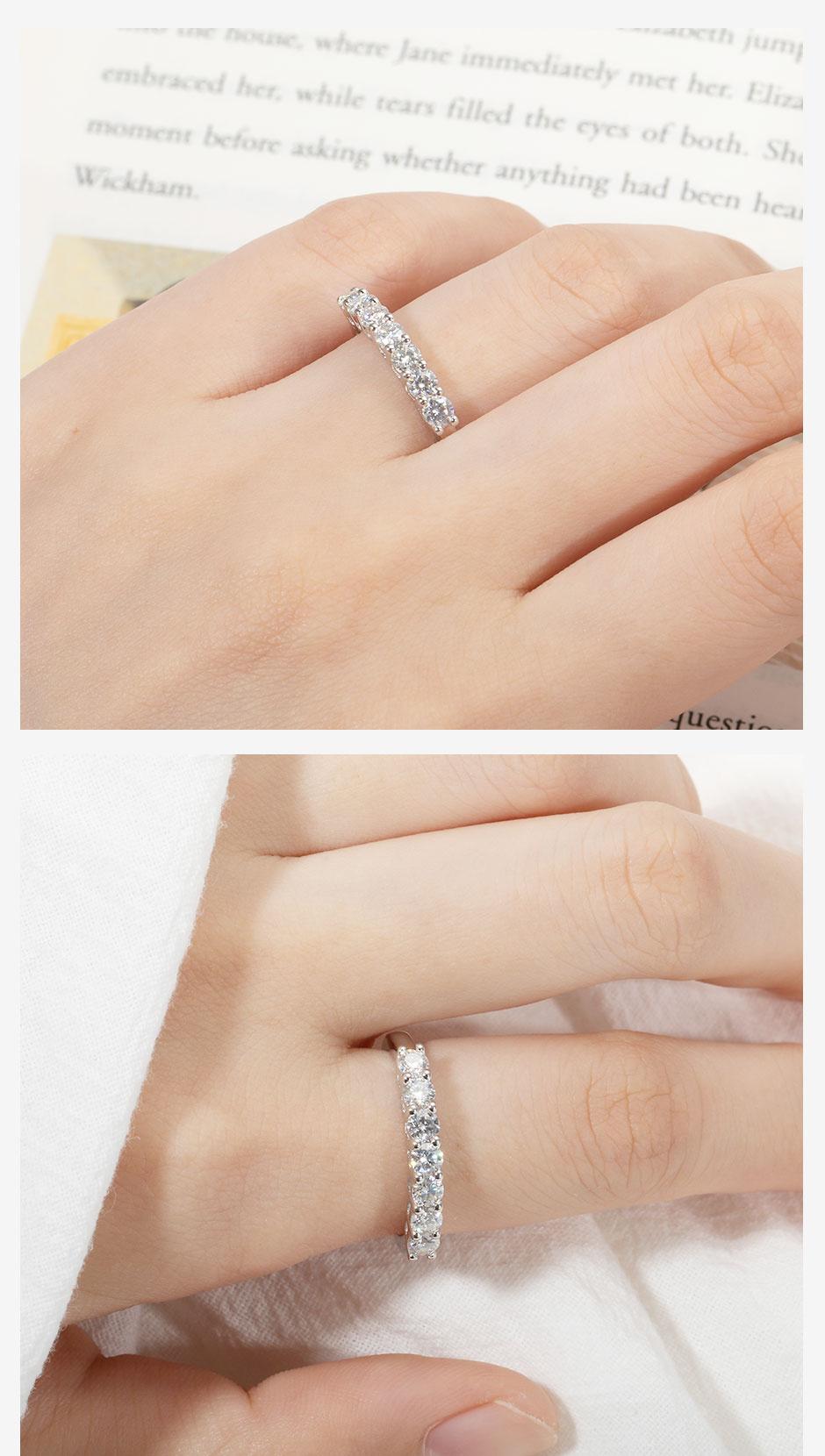 Seven Stone Moissanite Half Eternity Band – 925 Silver – detail 9