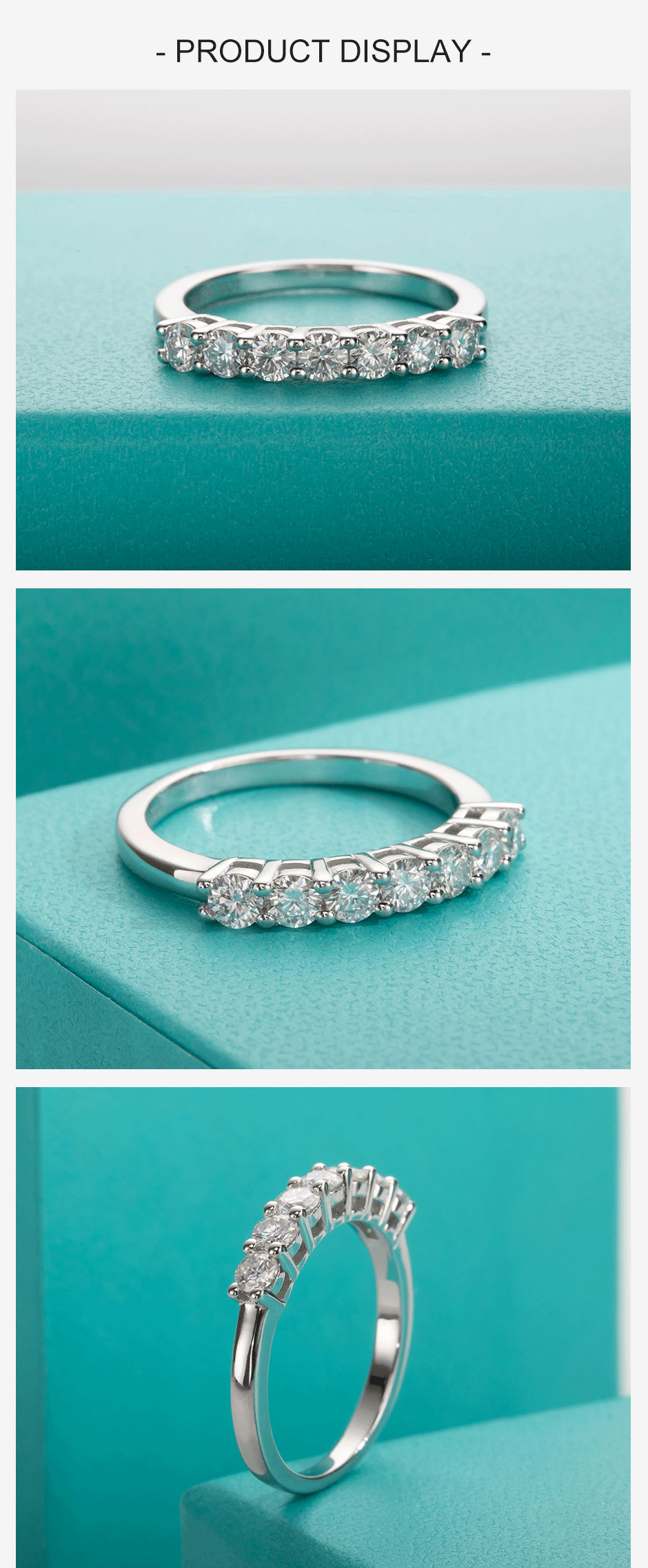 Seven Stone Moissanite Half Eternity Band – 925 Silver – detail 7