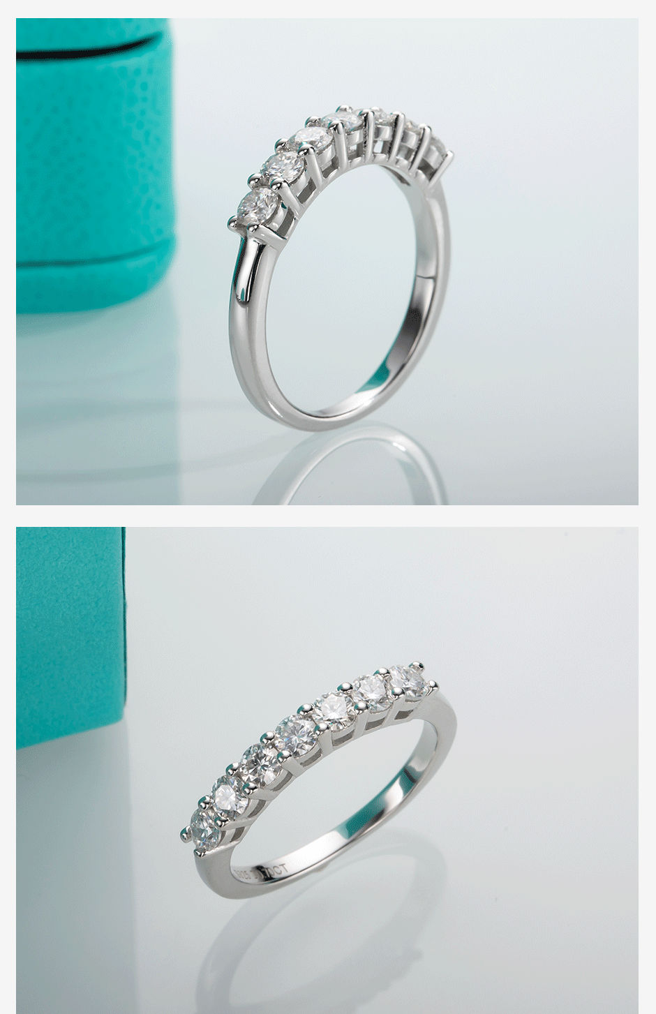 Seven Stone Moissanite Half Eternity Band – 925 Silver – detail 8