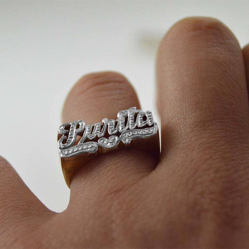 Custom Initial Signet Ring – 18K Gold Plated – detail 10