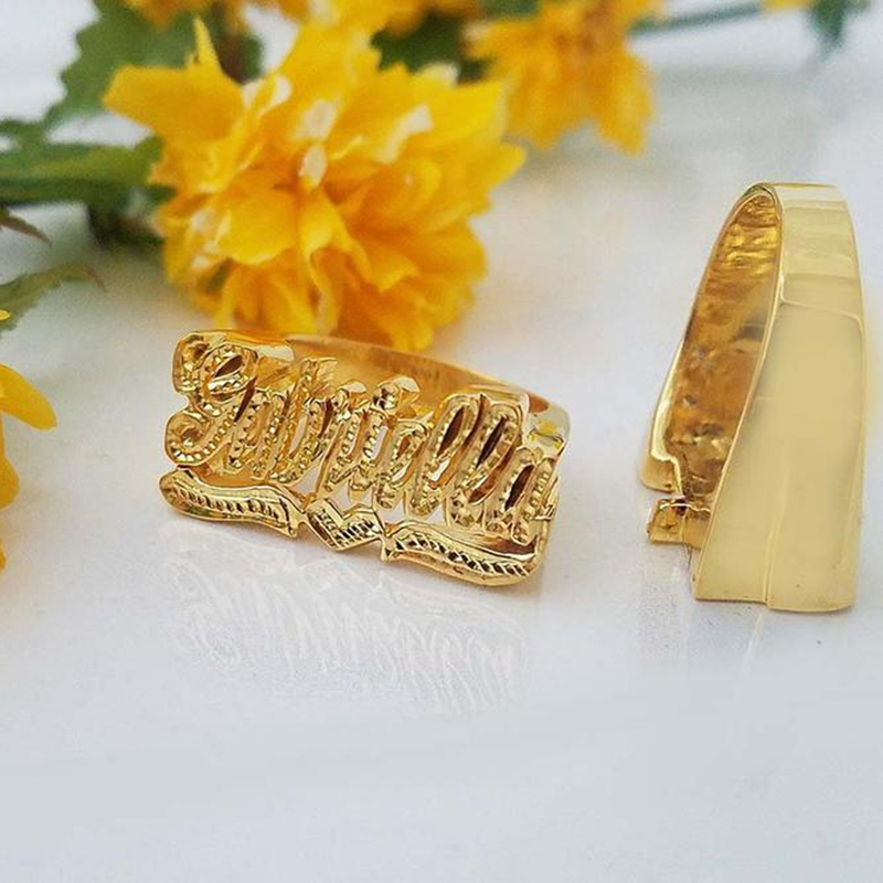 Custom Initial Signet Ring – 18K Gold Plated – detail 5