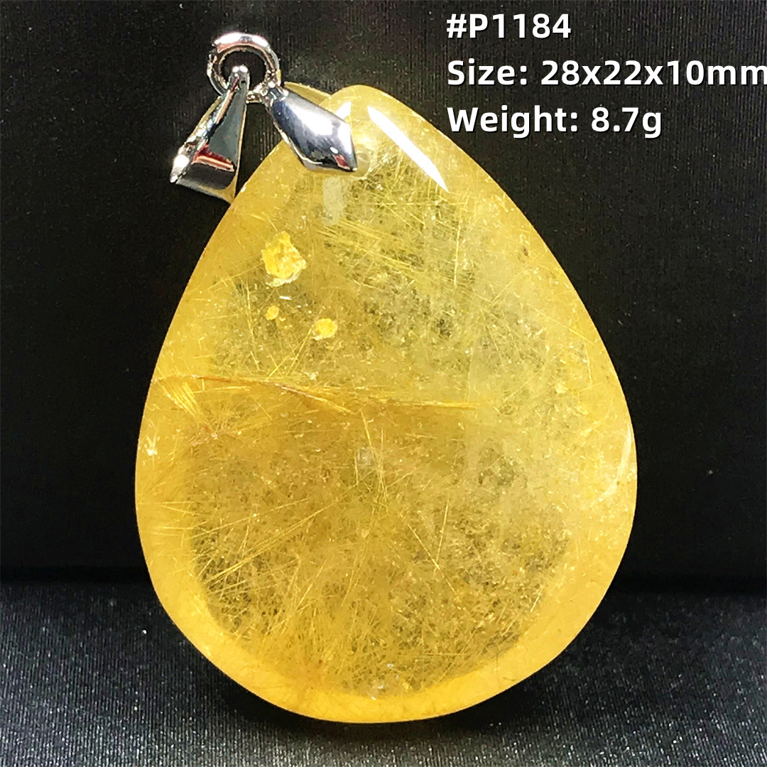 Gold Rutilated Quartz Pendant Necklace – Natural Stone – detail 6