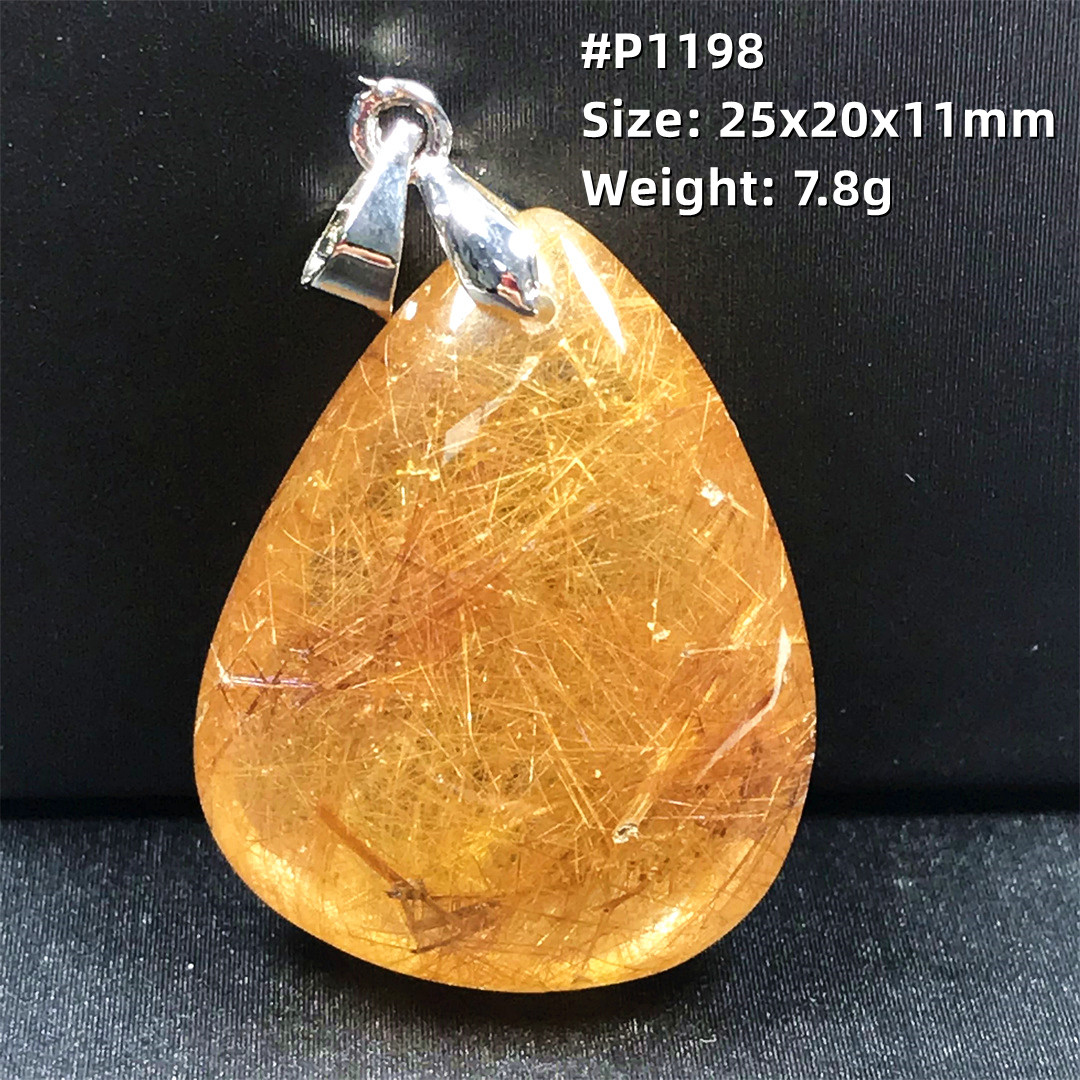 Gold Rutilated Quartz Pendant Necklace – Natural Stone – detail 2