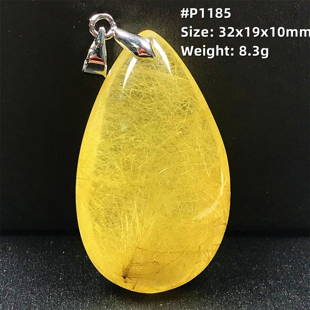 Gold Rutilated Quartz Pendant Necklace – Natural Stone – detail 5