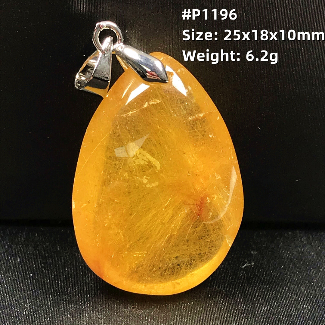 Gold Rutilated Quartz Pendant Necklace – Natural Stone – detail 4