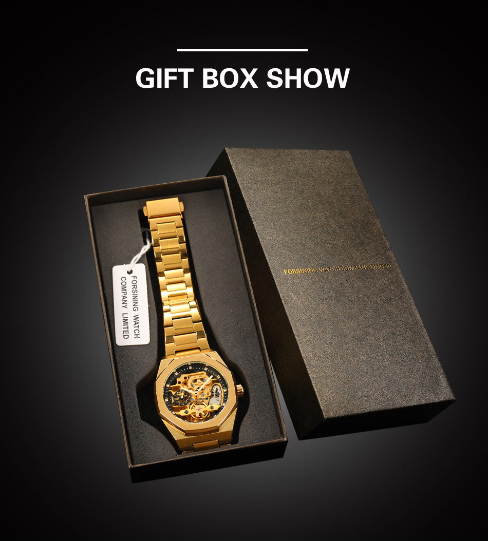 Forsining Men's Automatic Skeleton Watch – Stainless Steel – detail 19
