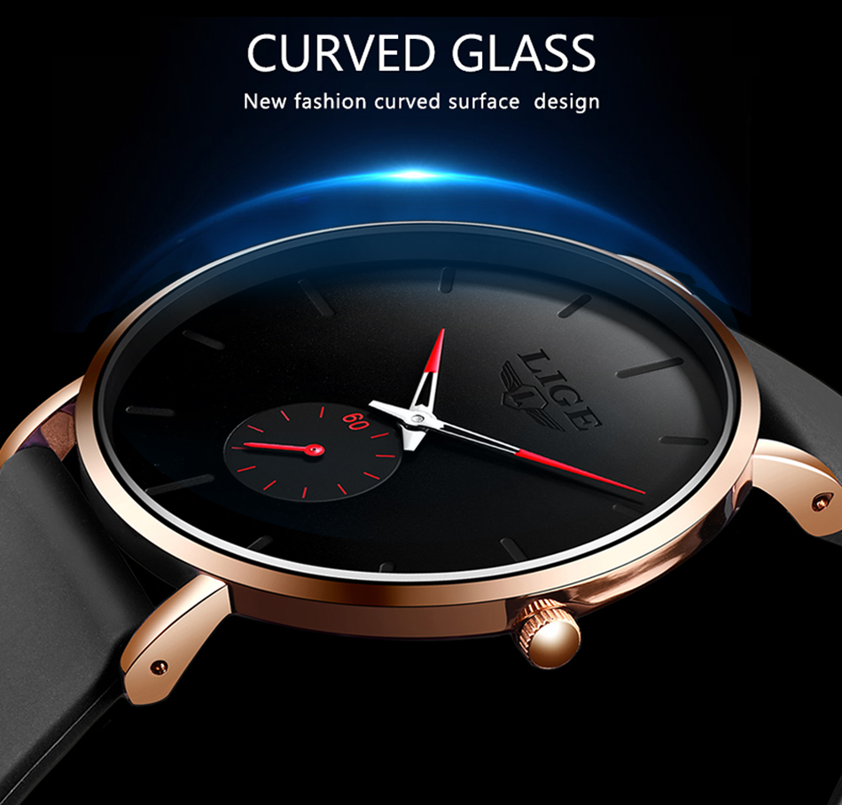 LIGE Men's Silicone Casual Watch – detail 8