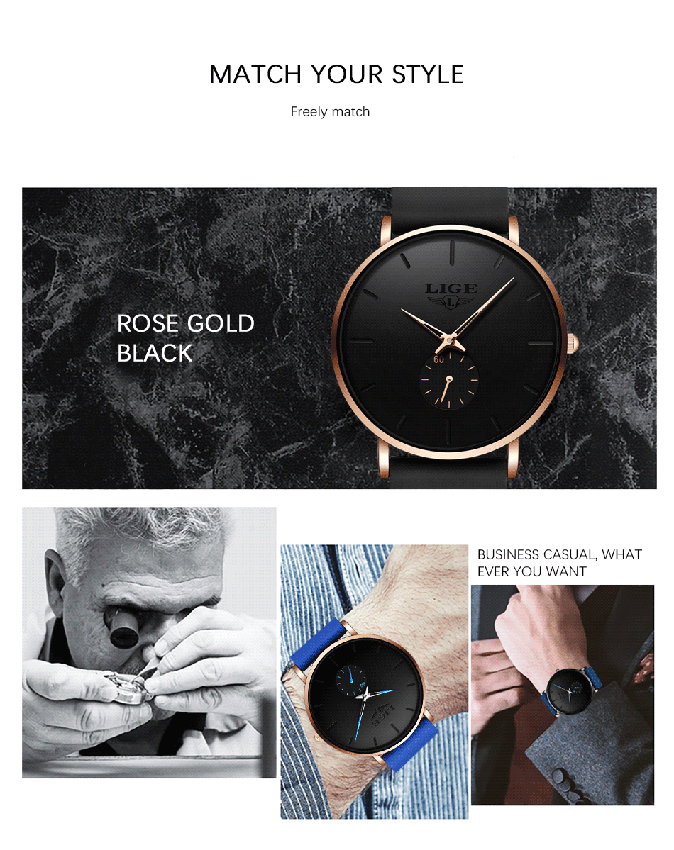 LIGE Men's Silicone Casual Watch – detail 16