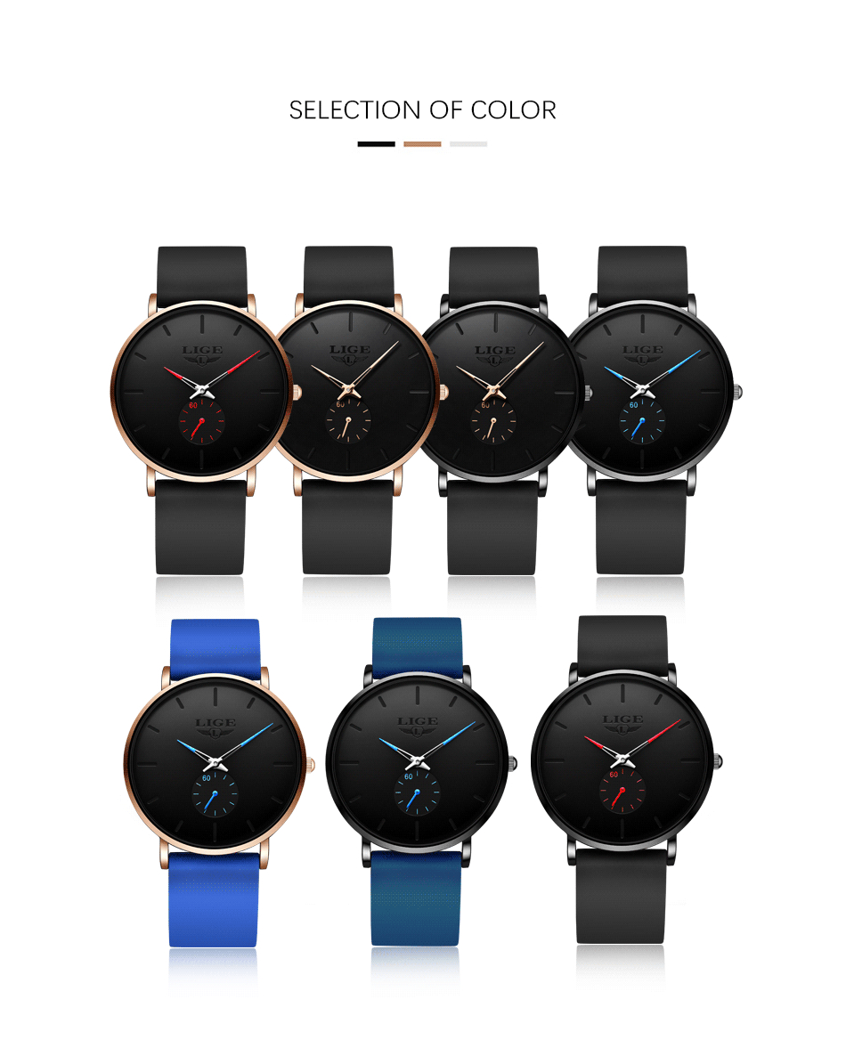 LIGE Men's Silicone Casual Watch – detail 17