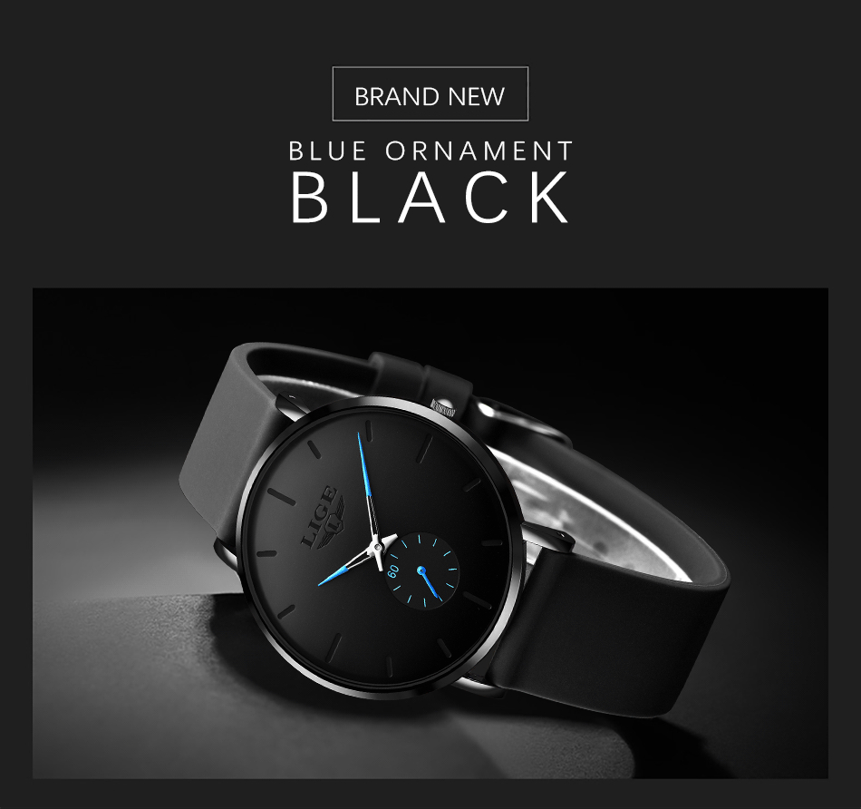 LIGE Men's Silicone Casual Watch – detail 13