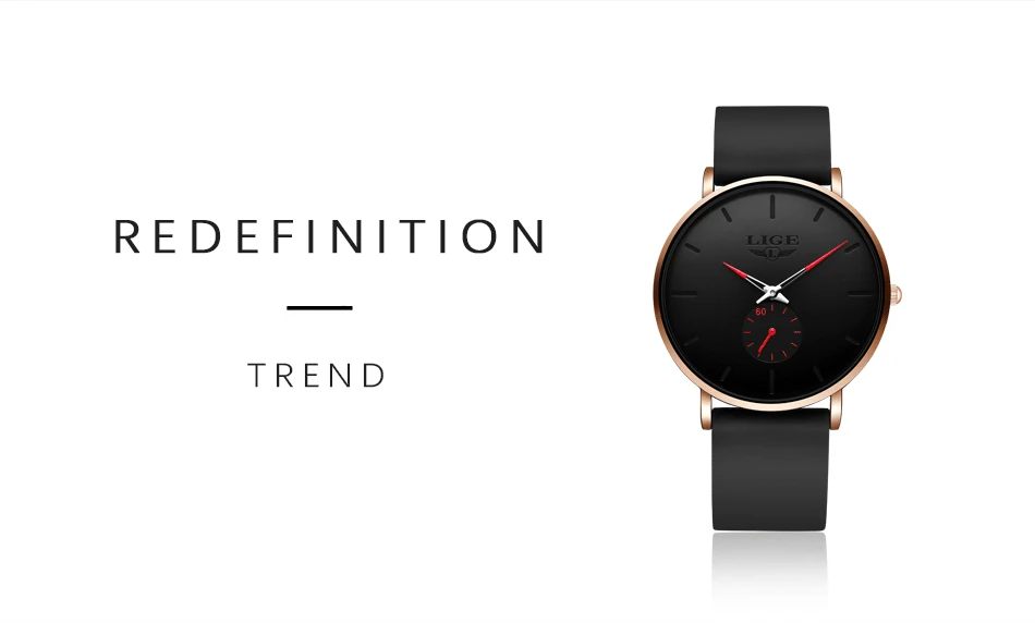 LIGE Men's Silicone Casual Watch – detail 7