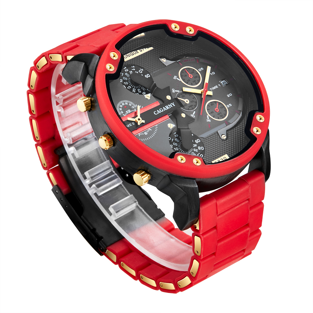 Cagarny 57 mm Gold Dual Time Military Watch – detail 5