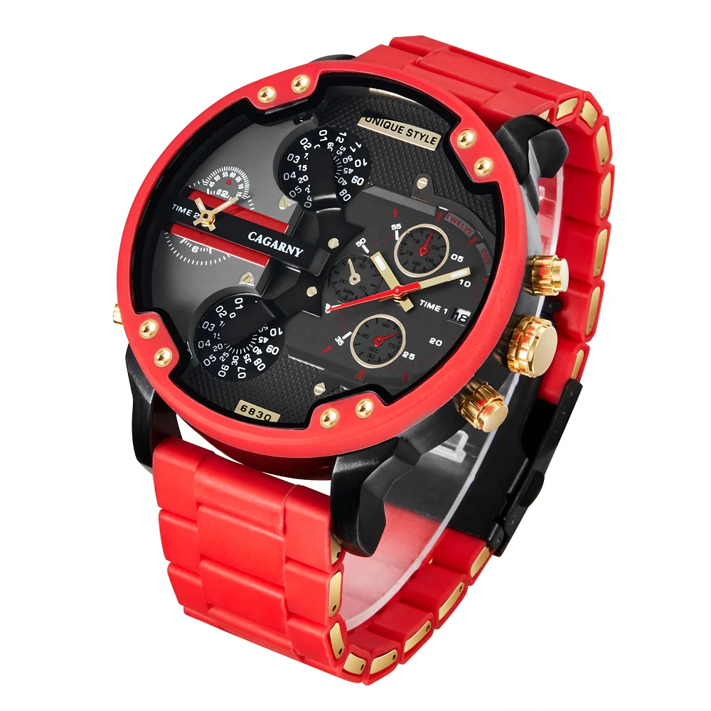 Cagarny 57 mm Gold Dual Time Military Watch – detail 6