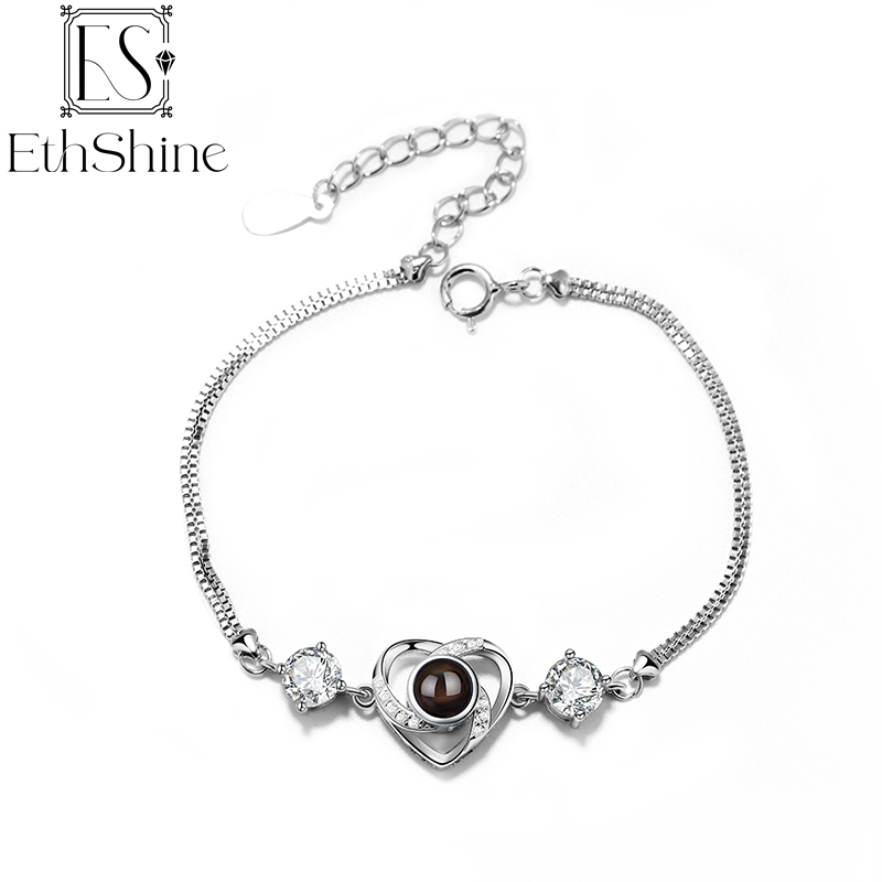 925 Sterling Silver Heart Photo Projection Bracelet – detail 7