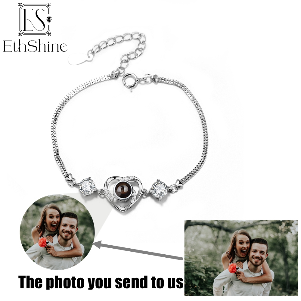 925 Sterling Silver Heart Photo Projection Bracelet – detail 3