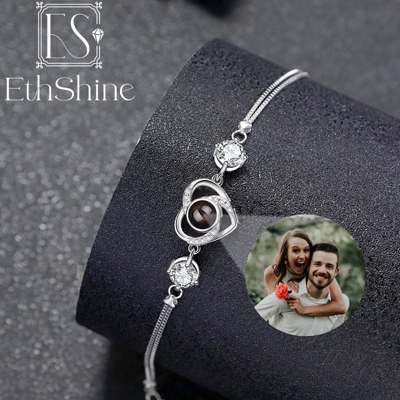 925 Sterling Silver Heart Photo Projection Bracelet – detail 1