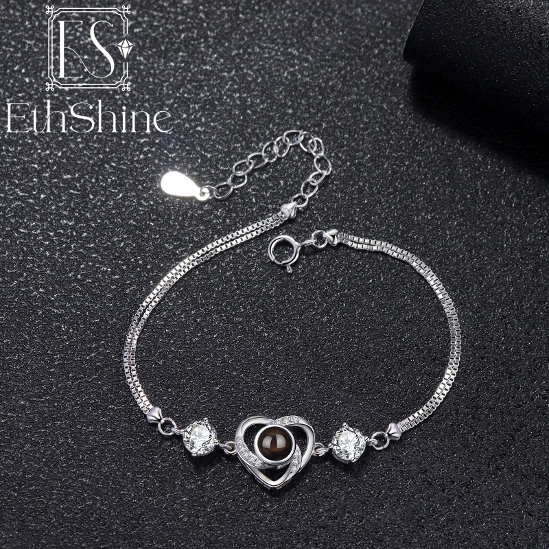925 Sterling Silver Heart Photo Projection Bracelet – detail 2
