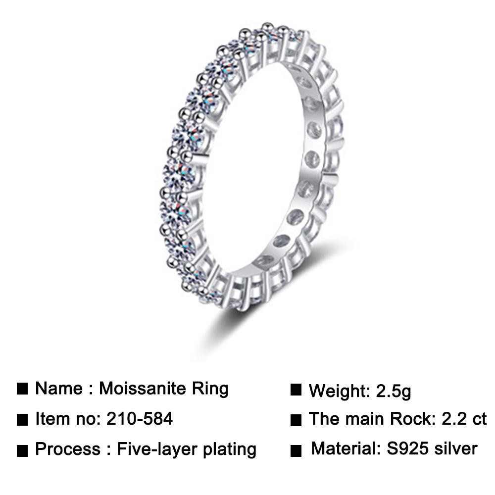 3 mm Moissanite Full Eternity Ring 2.2 ct – Platinum-Plated Silver – detail 5