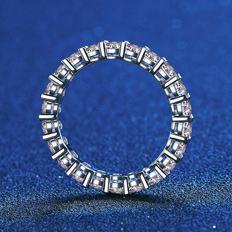 3 mm Moissanite Full Eternity Ring 2.2 ct – Platinum-Plated Silver – detail 2