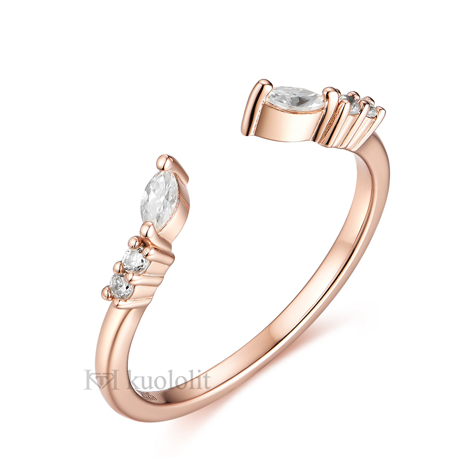 Marquise Moissanite Solitaire & Open Band Set – S925 or 10K–18K Gold – detail 5