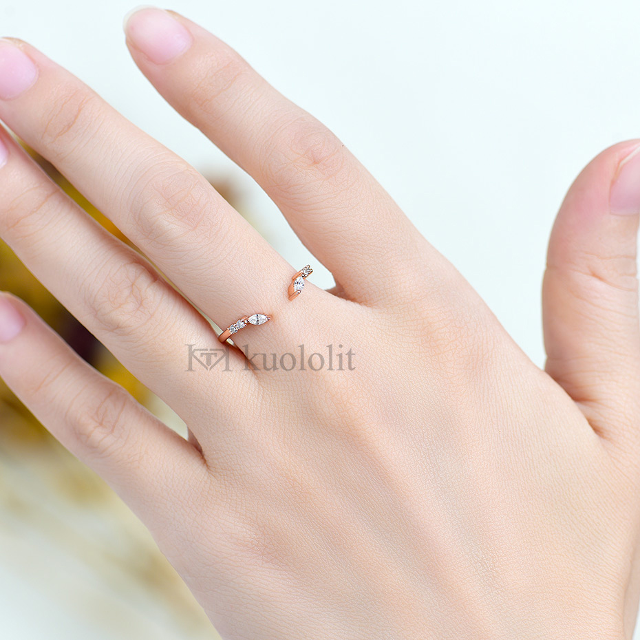 Marquise Moissanite Solitaire & Open Band Set – S925 or 10K–18K Gold – detail 6
