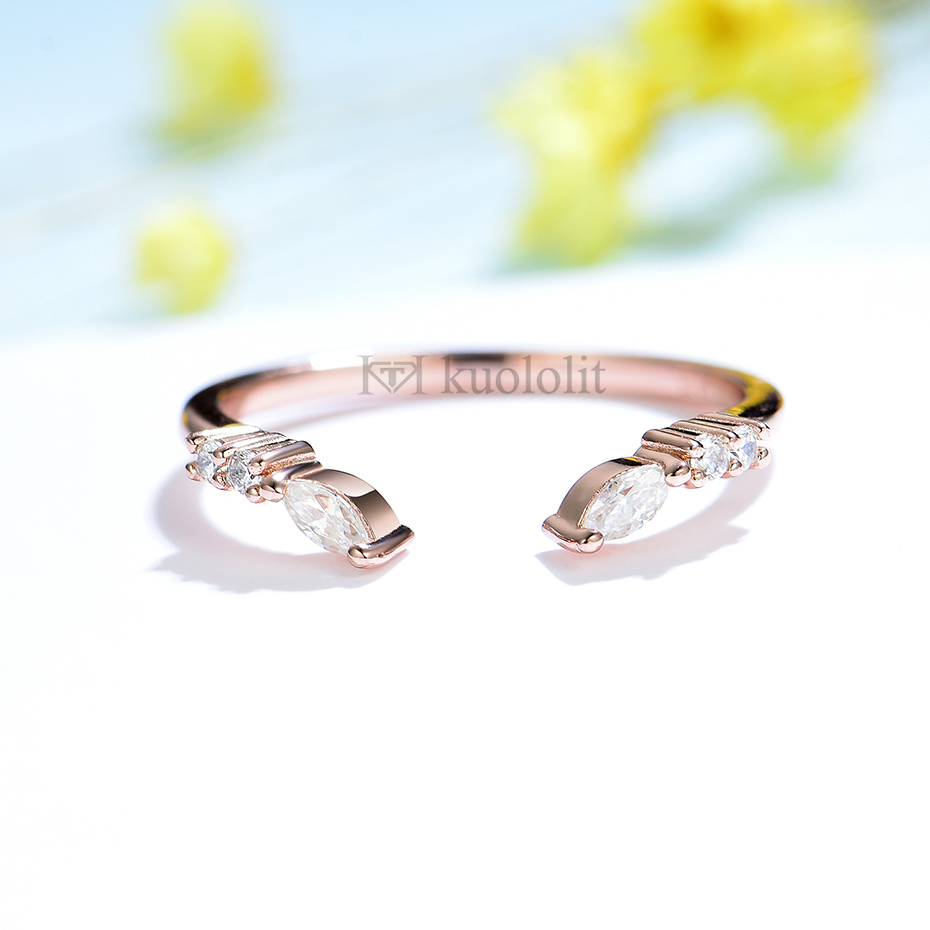 Marquise Moissanite Solitaire & Open Band Set – S925 or 10K–18K Gold – detail 2