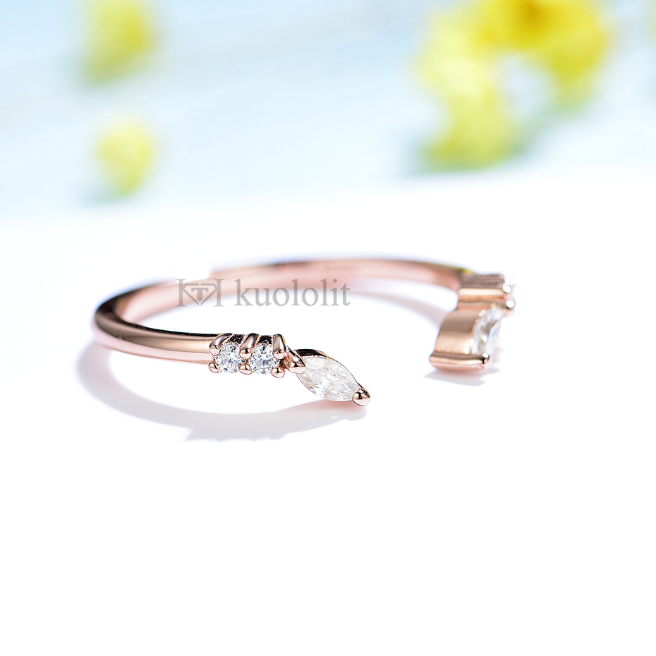 Marquise Moissanite Solitaire & Open Band Set – S925 or 10K–18K Gold – detail 4