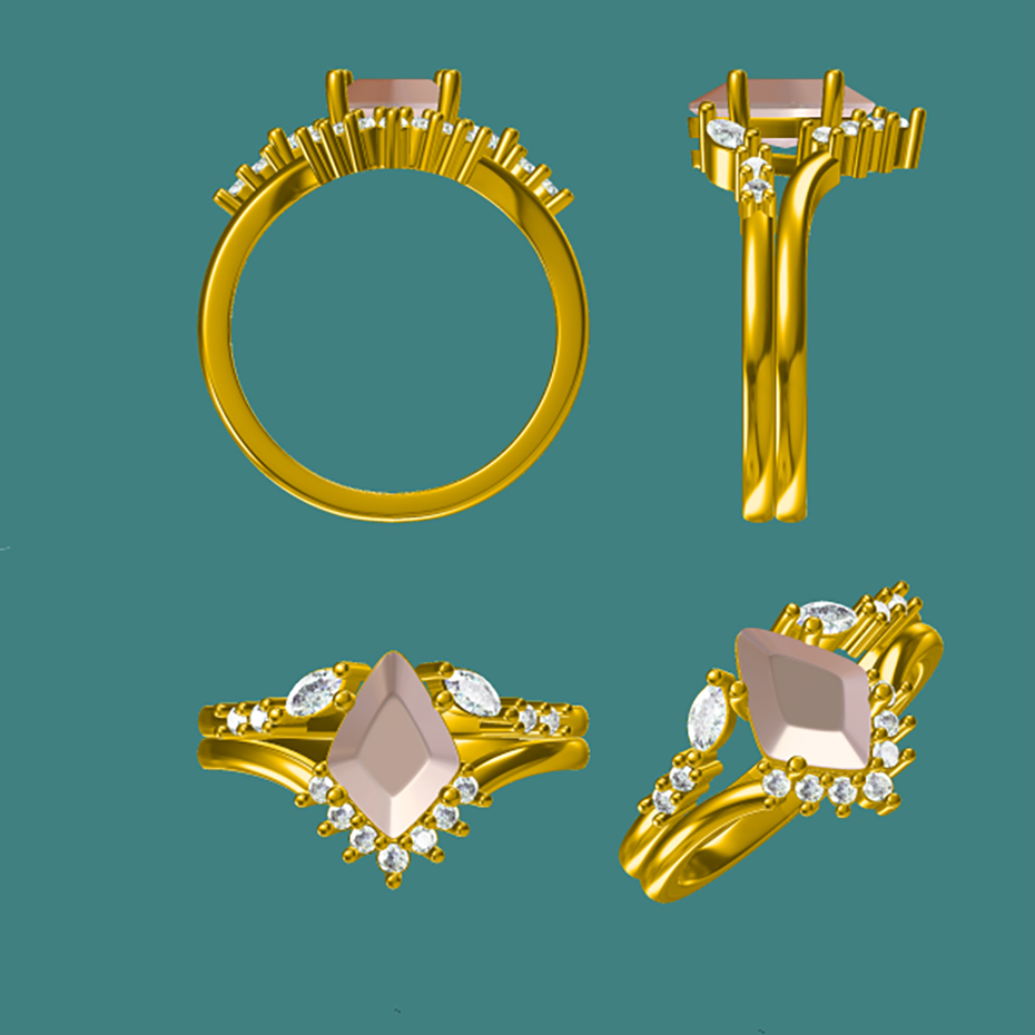Marquise Moissanite Solitaire & Open Band Set – S925 or 10K–18K Gold – detail 7