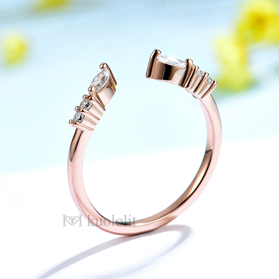 Marquise Moissanite Solitaire & Open Band Set – S925 or 10K–18K Gold – detail 3