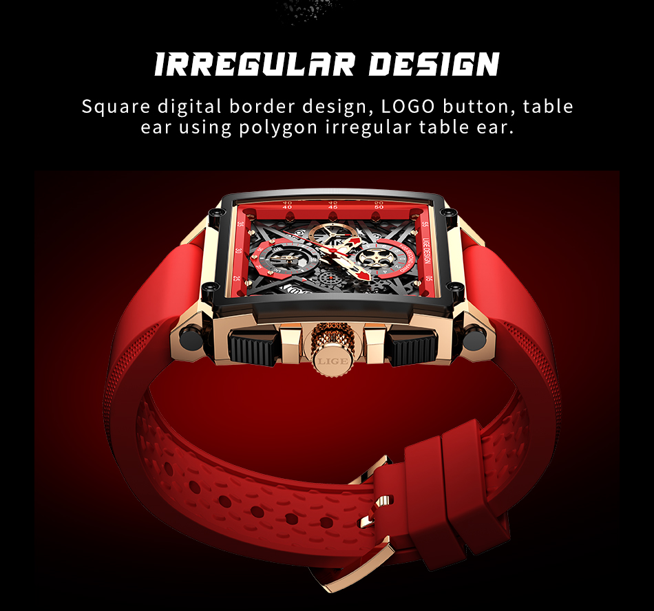 Men's Square Hollow Digital Sports Watch – Stopwatch – detail 7