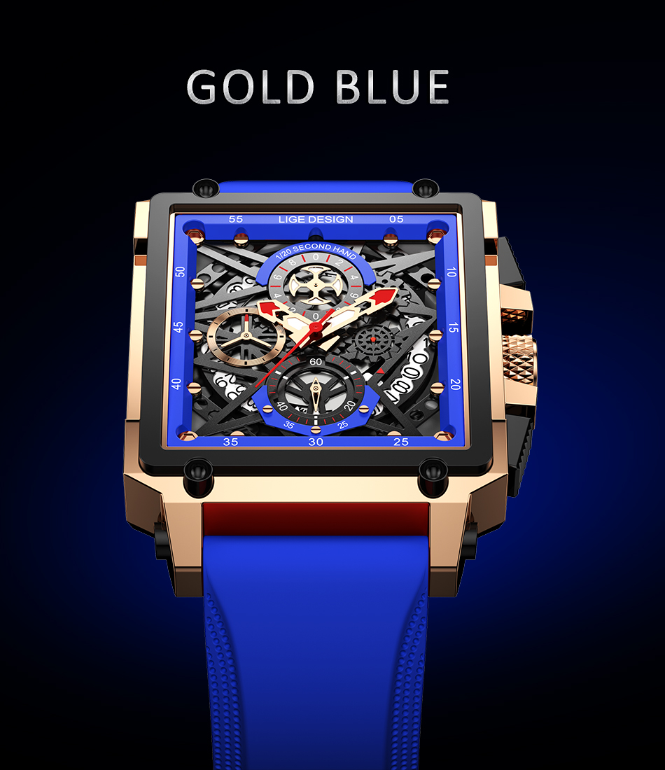 Men's Square Hollow Digital Sports Watch – Stopwatch – detail 14