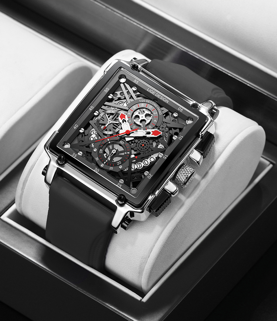 Men's Square Hollow Digital Sports Watch – Stopwatch – detail 19