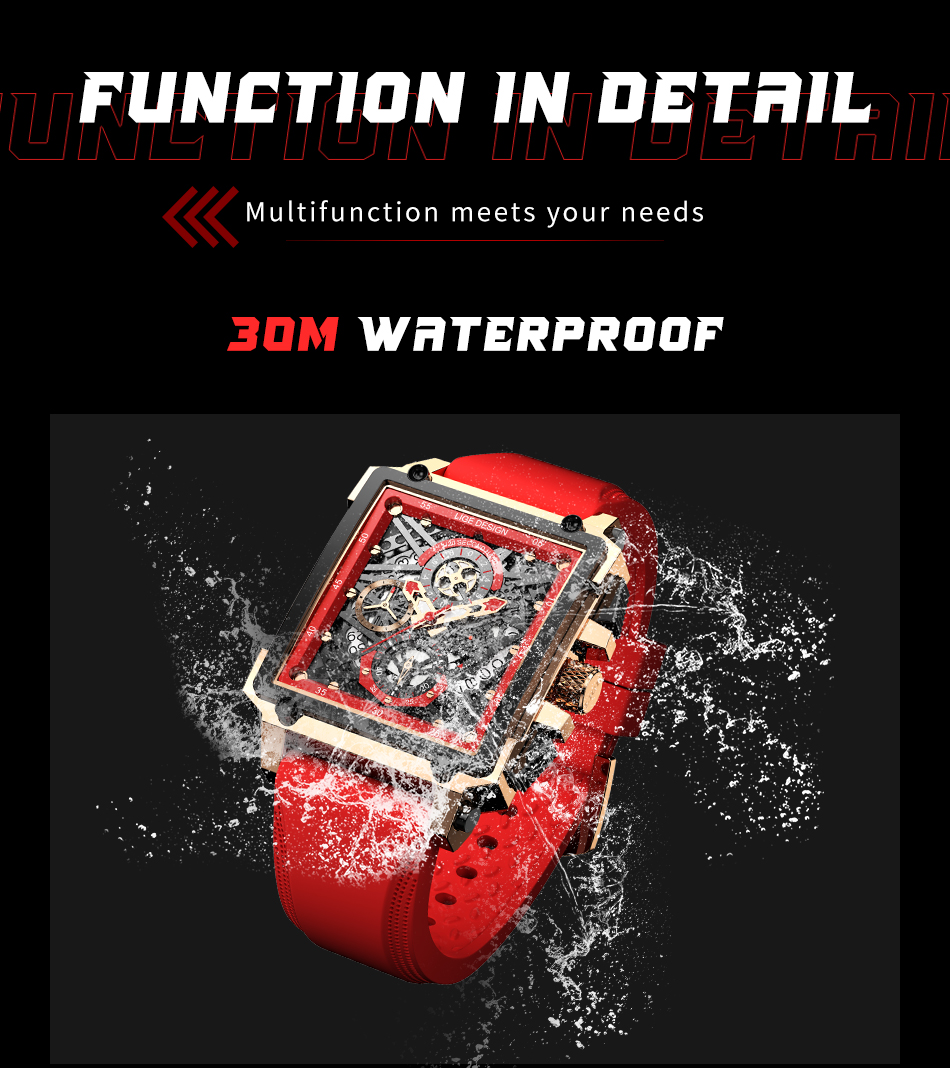 Men's Square Hollow Digital Sports Watch – Stopwatch – detail 6