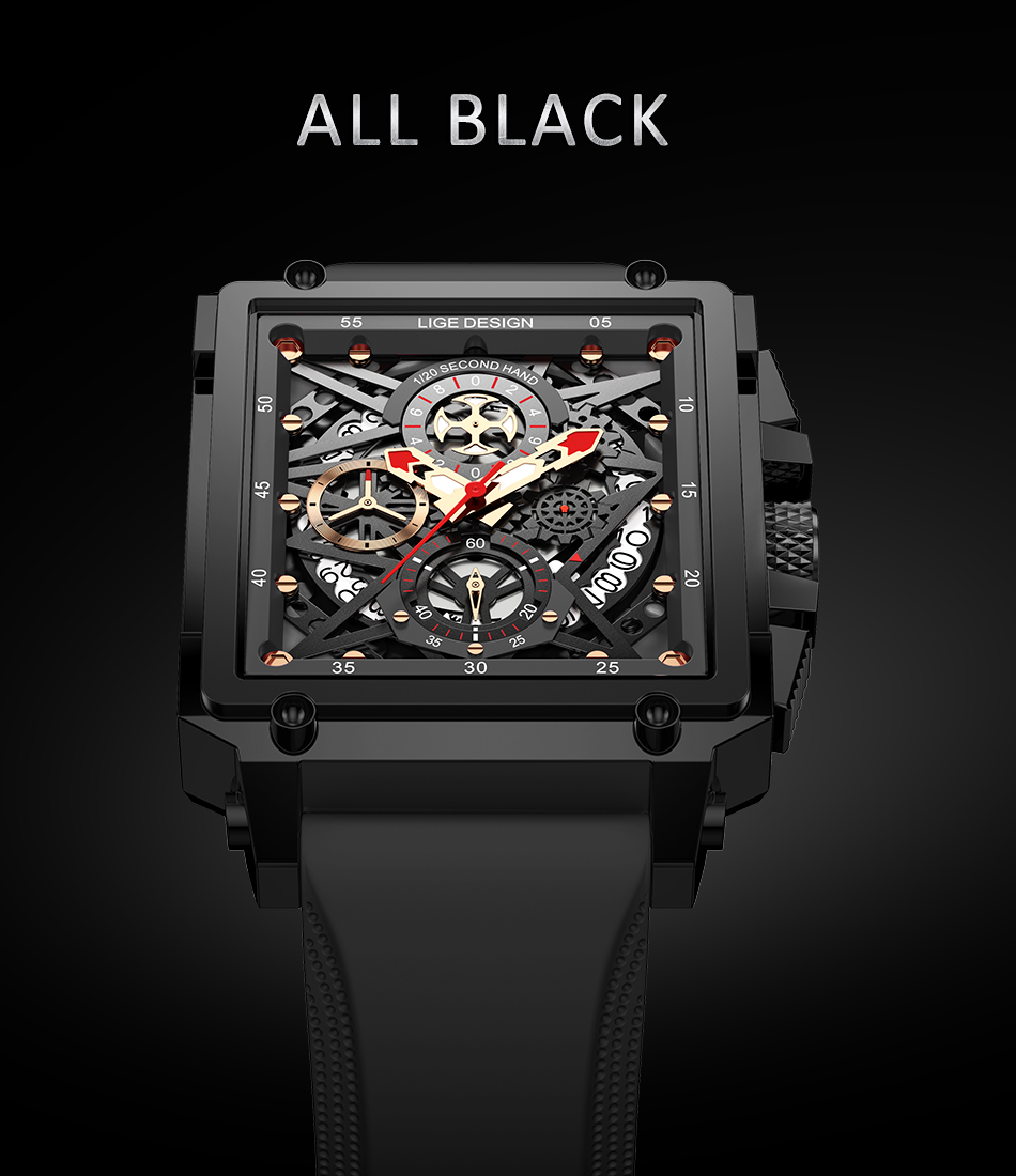 Men's Square Hollow Digital Sports Watch – Stopwatch – detail 16