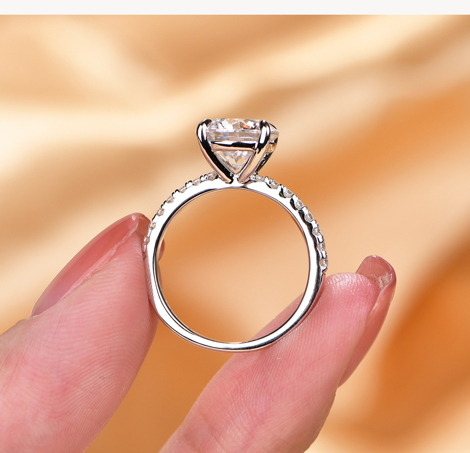 3 ct Round Moissanite Ring – 925 Silver or Solid 10K–18K Gold – detail 5