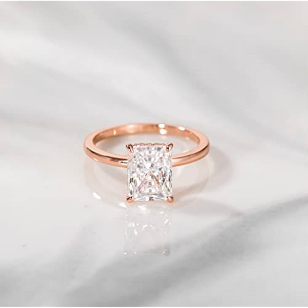 3 ct Radiant Cut Solitaire Ring – 925 Sterling Silver – detail 7