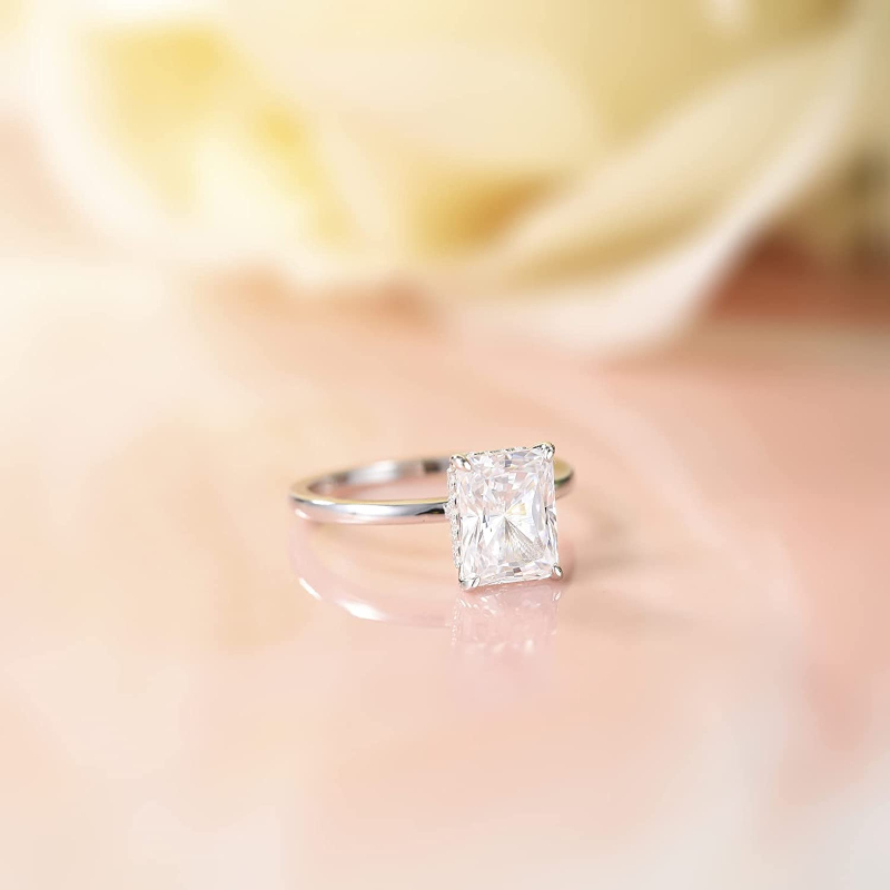 3 ct Radiant Cut Solitaire Ring – 925 Sterling Silver – detail 14