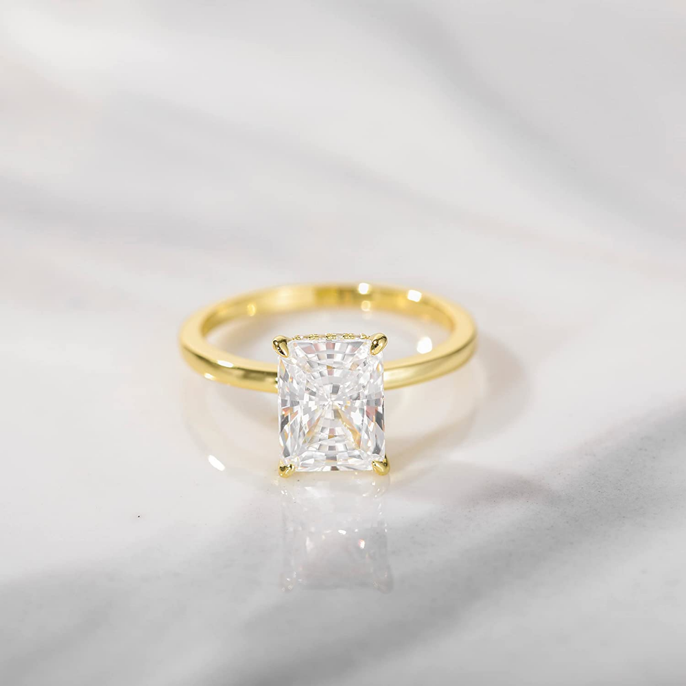 3 ct Radiant Cut Solitaire Ring – 925 Sterling Silver – detail 9