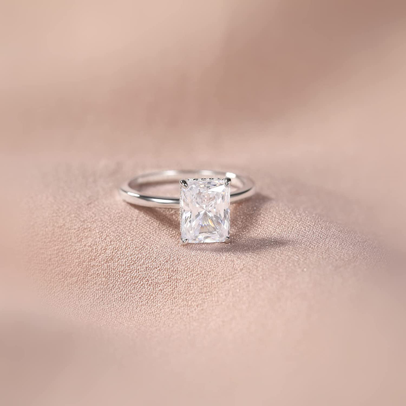 3 ct Radiant Cut Solitaire Ring – 925 Sterling Silver – detail 15