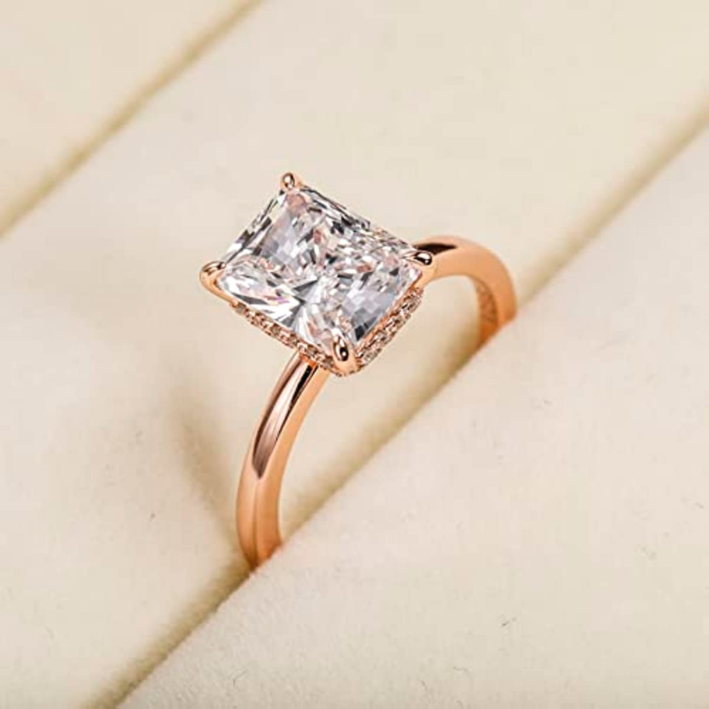 3 ct Radiant Cut Solitaire Ring – 925 Sterling Silver – detail 8