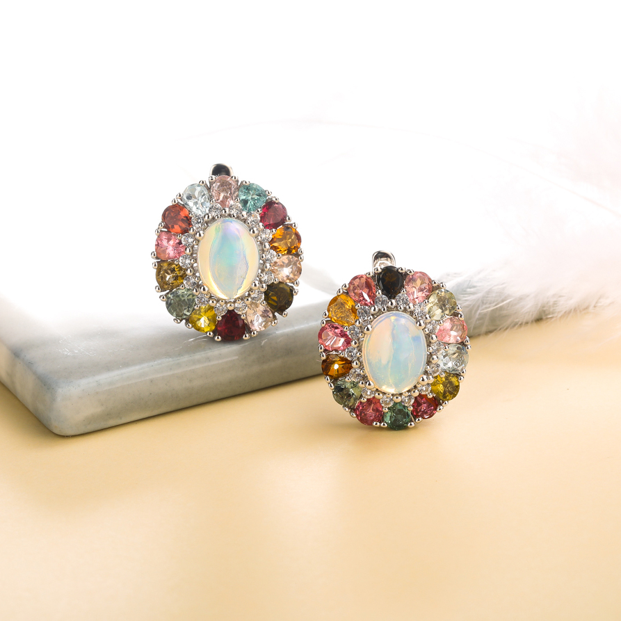 Natural Opal & Tourmaline Ring – 925 Sterling Silver – detail 6