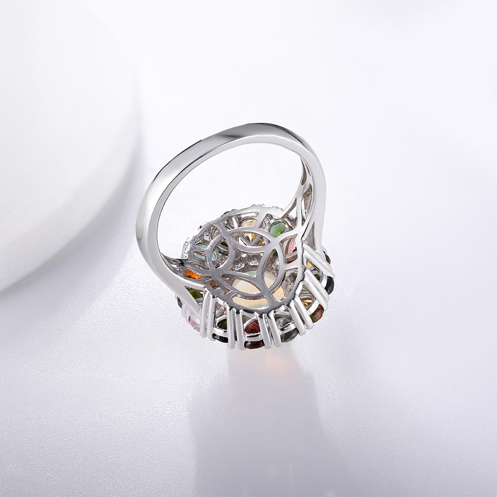 Natural Opal & Tourmaline Ring – 925 Sterling Silver – detail 10