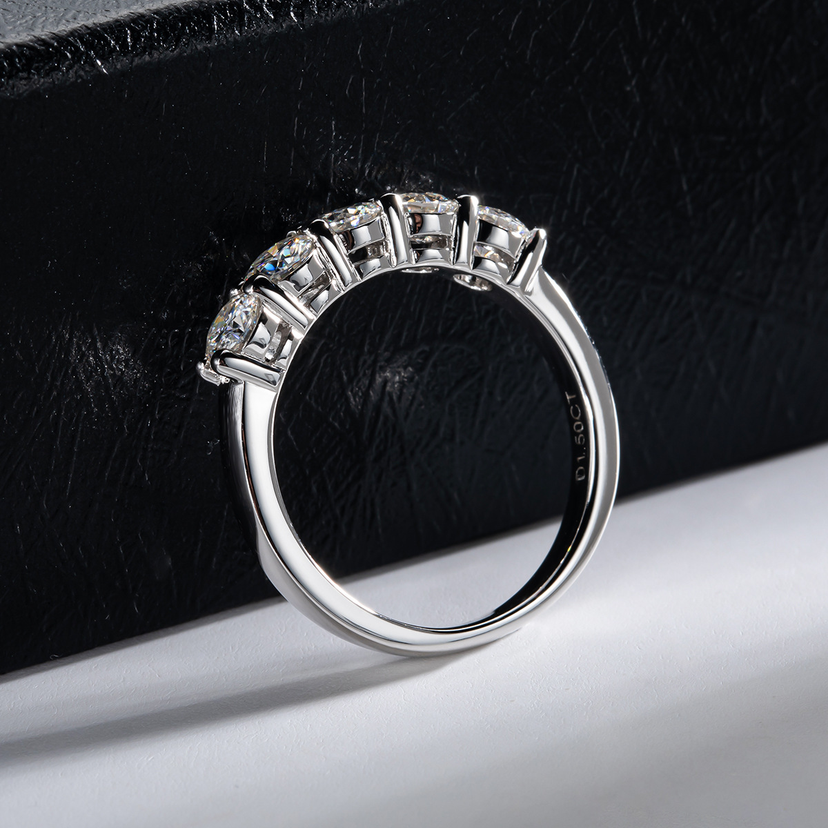 Five Stone Moissanite Ring – 4 mm, S925 Silver – detail 5