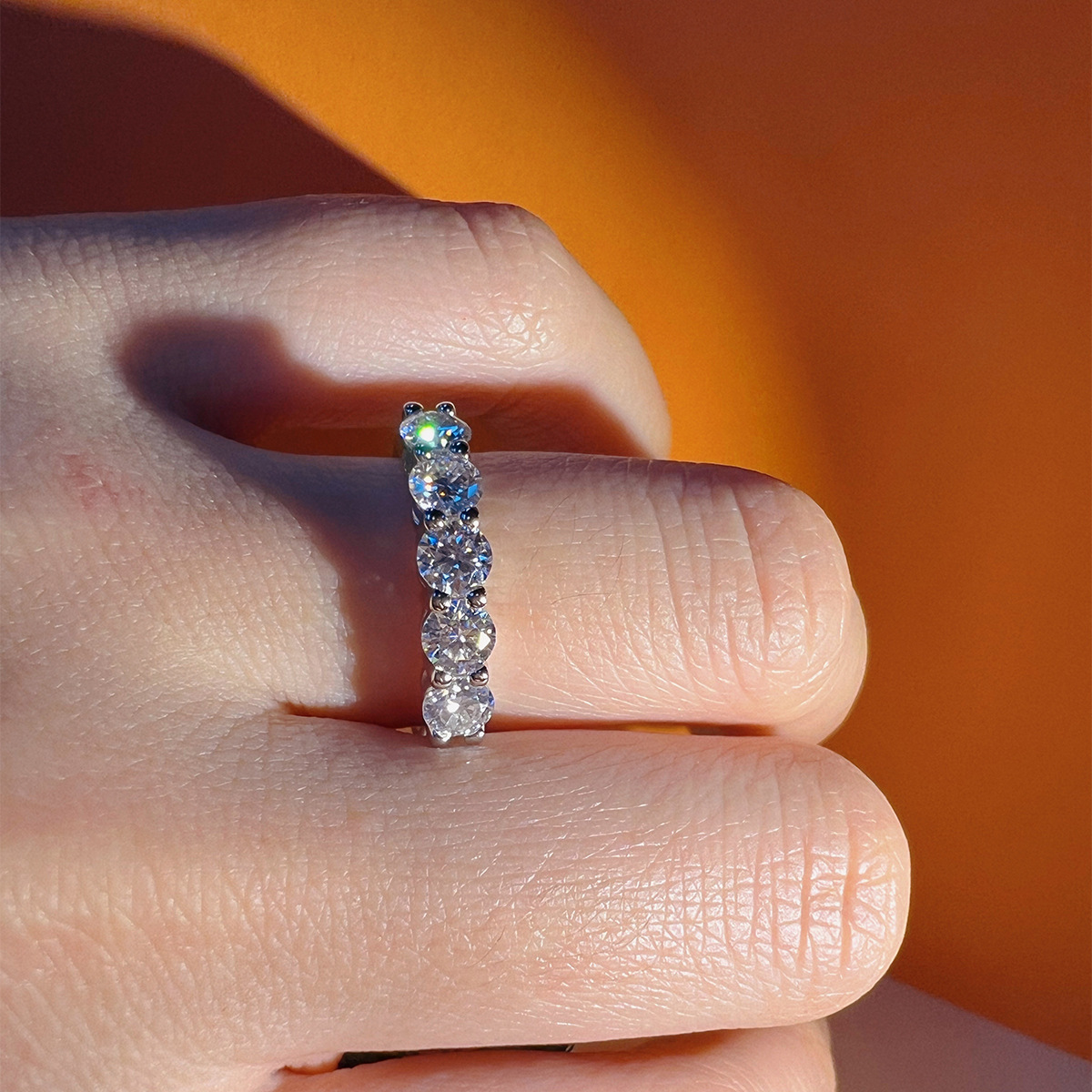Five Stone Moissanite Ring – 4 mm, S925 Silver – detail 6