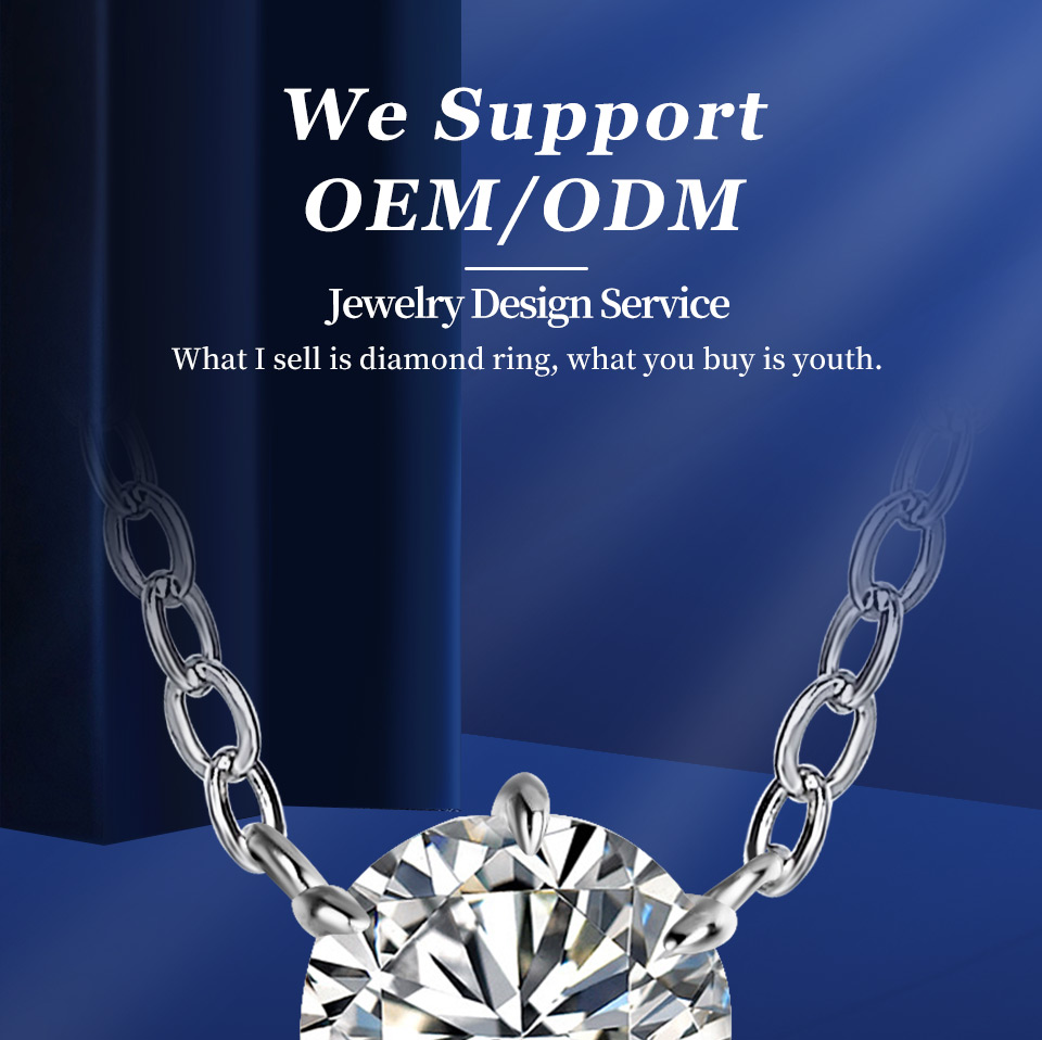 Moissanite Solitaire Pendant 1 ct or 2 ct – 925 Silver – detail 1