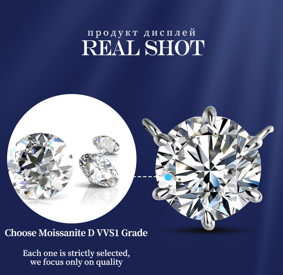 Moissanite Solitaire Pendant 1 ct or 2 ct – 925 Silver – detail 3