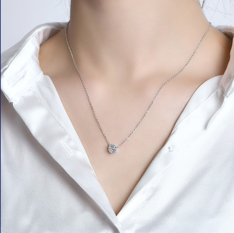 Moissanite Solitaire Pendant 1 ct or 2 ct – 925 Silver – detail 8