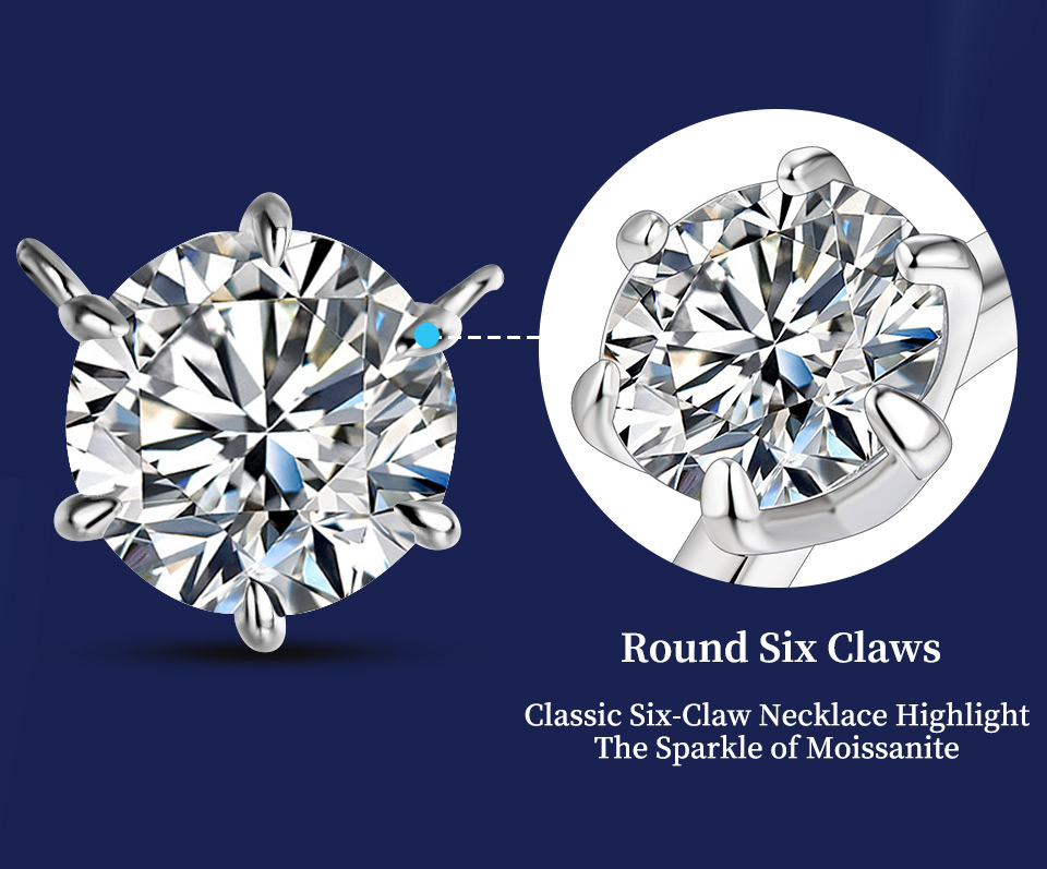 Moissanite Solitaire Pendant 1 ct or 2 ct – 925 Silver – detail 4