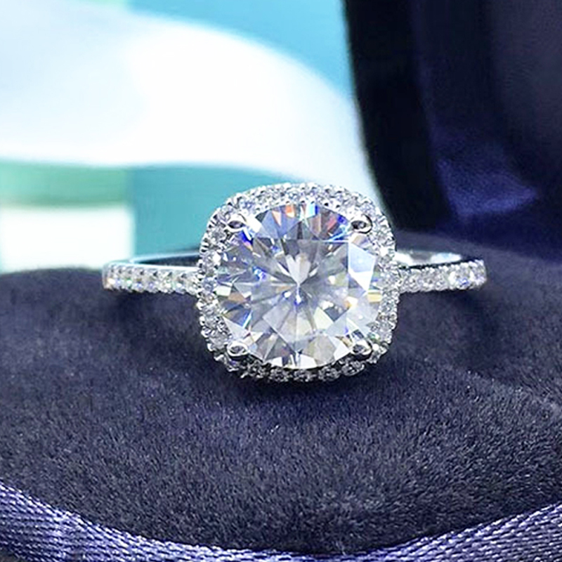 Moissanite Halo Engagement Ring 0.5–3 ct – 925 Sterling Silver – detail 6